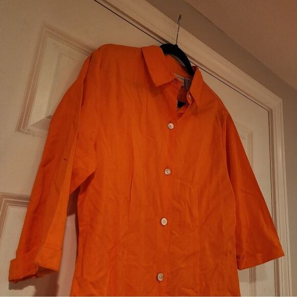 NWT Carrie Allen orange button up blouse L - Picture 2 of 5